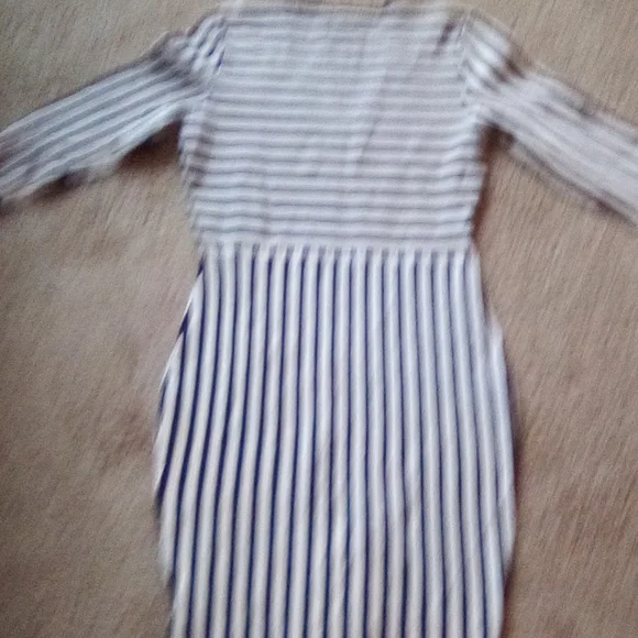 H & M Women Strips V Neck Formal Office Church Work party Boho Dance Dress - Picture 10 of 11